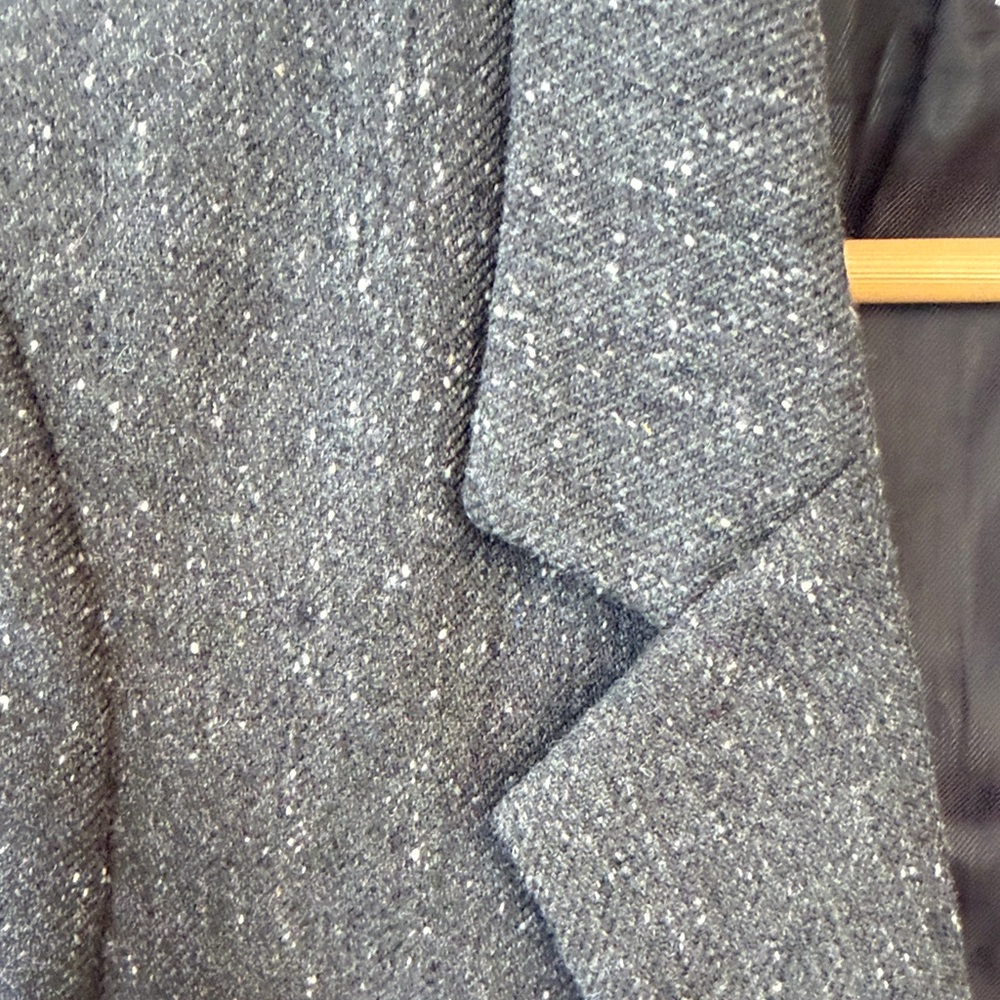 Nordstrom Textured Boyfriend Blazer Size Large Grey Charcoal Speckle Tweed - Picture 7 of 10